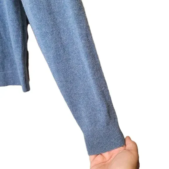 Garnet Hill Cashmere Blue Crew Neck Long Sleeve Sweater Size Small Quiet Luxury - Picture 5 of 10